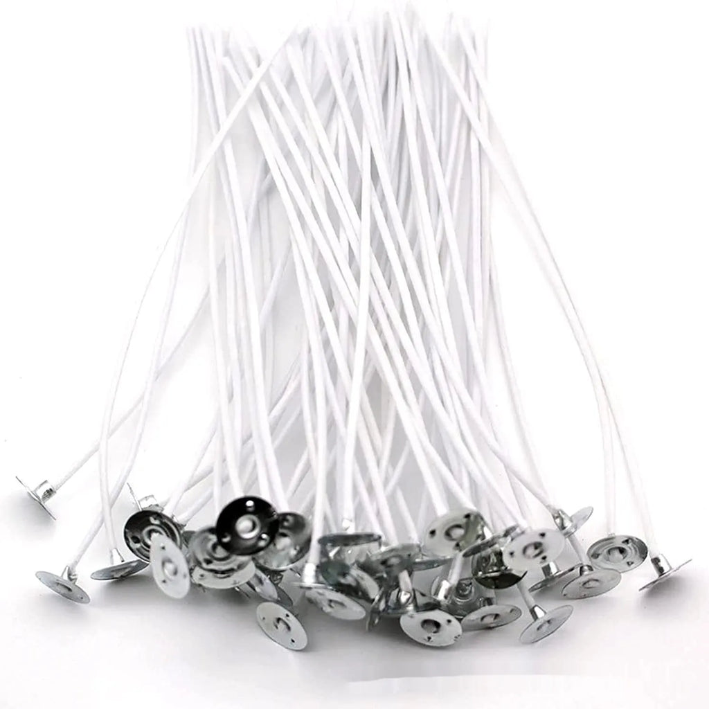 White cotton candle wicks in three lengths for DIY candle making