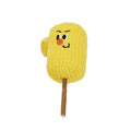 Corn cob shaped cat chew toy made from polytree wood for dental cleaning.