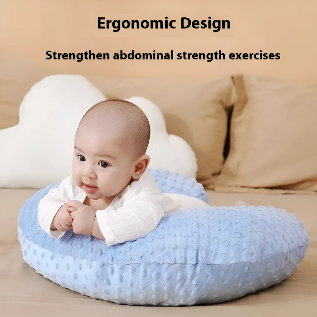 Multifunctional nursing pillow in grey colour with removable cover for breastfeeding and bottle feeding
