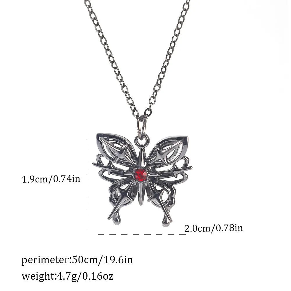 Dark style Halloween necklace with spider and bat pendant designs in electroplated zinc alloy