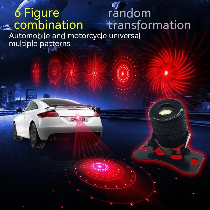 Aluminium universal laser fog lamp kit with wires and mounting screws for car and motorcycle.