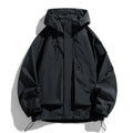 Men's windproof waterproof hooded jacket in black, ginger yellow, or purple colours