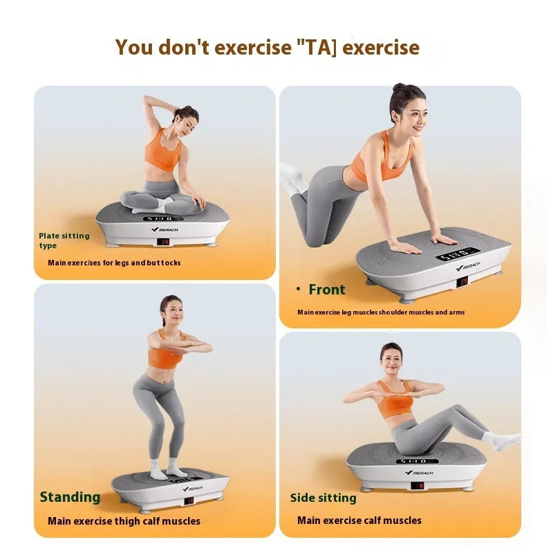 Portable smart power plate in grey colour showing compact 58x38x16cm dimensions with Bluetooth connectivity