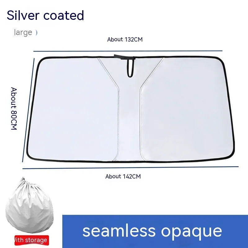 Car double ring front sun shield with NC fabric titanium silver glue construction