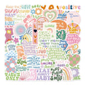 Self-adhesive motivational statement stickers in Danish pink graffiti colour with cartoon patterns, 4-6cm, pack of 50.