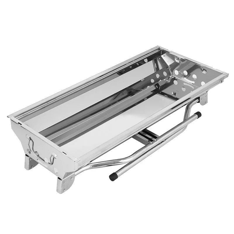 Stainless steel portable folding barbecue oven for outdoor cooking with capacity for five or more people
