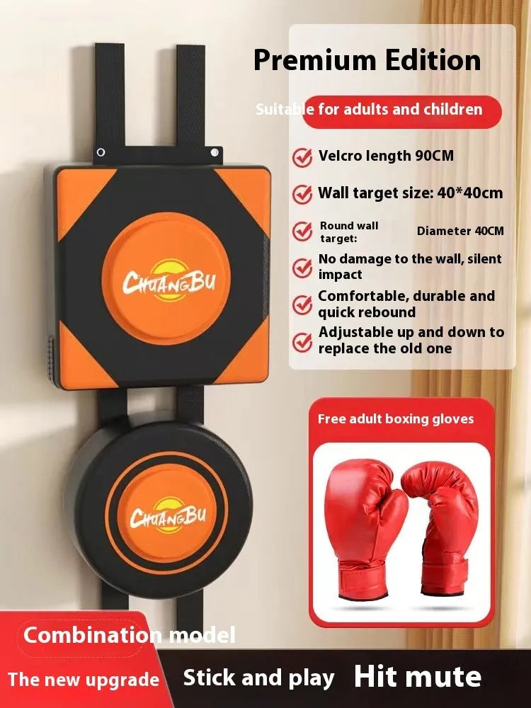 Hanging wall-mounted PU boxing sandbag target for home fitness training.