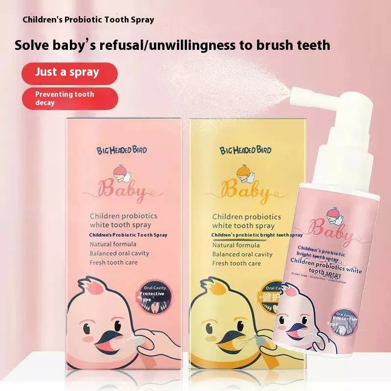 Children's probiotics white teeth cleaning spray bottle with anticavity protection