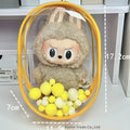 Transparent PVC cube storage bag for cotton dolls with backpack handle in multiple colour options