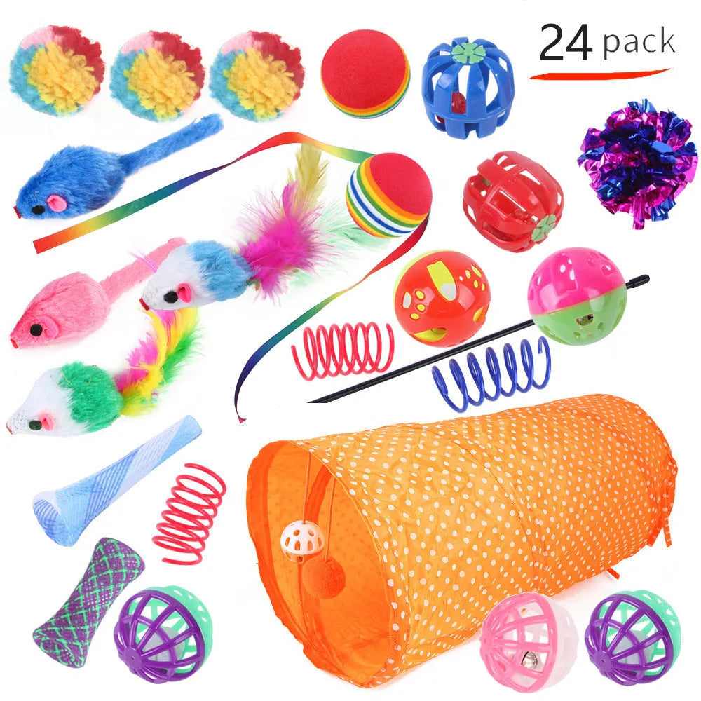Plastic cat toy suit with tunnel channels in a selected colour from the B99801-B99855 range