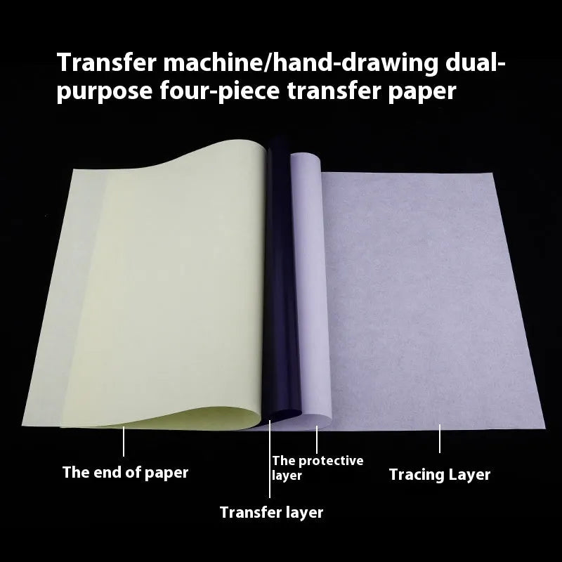 A4 tattoo transfer paper quadruple copy sheets with clear lines for hand drawing and machine conversion