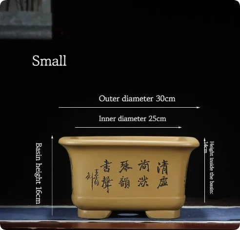 Large purple clay Chinese style flower pot for indoor plants