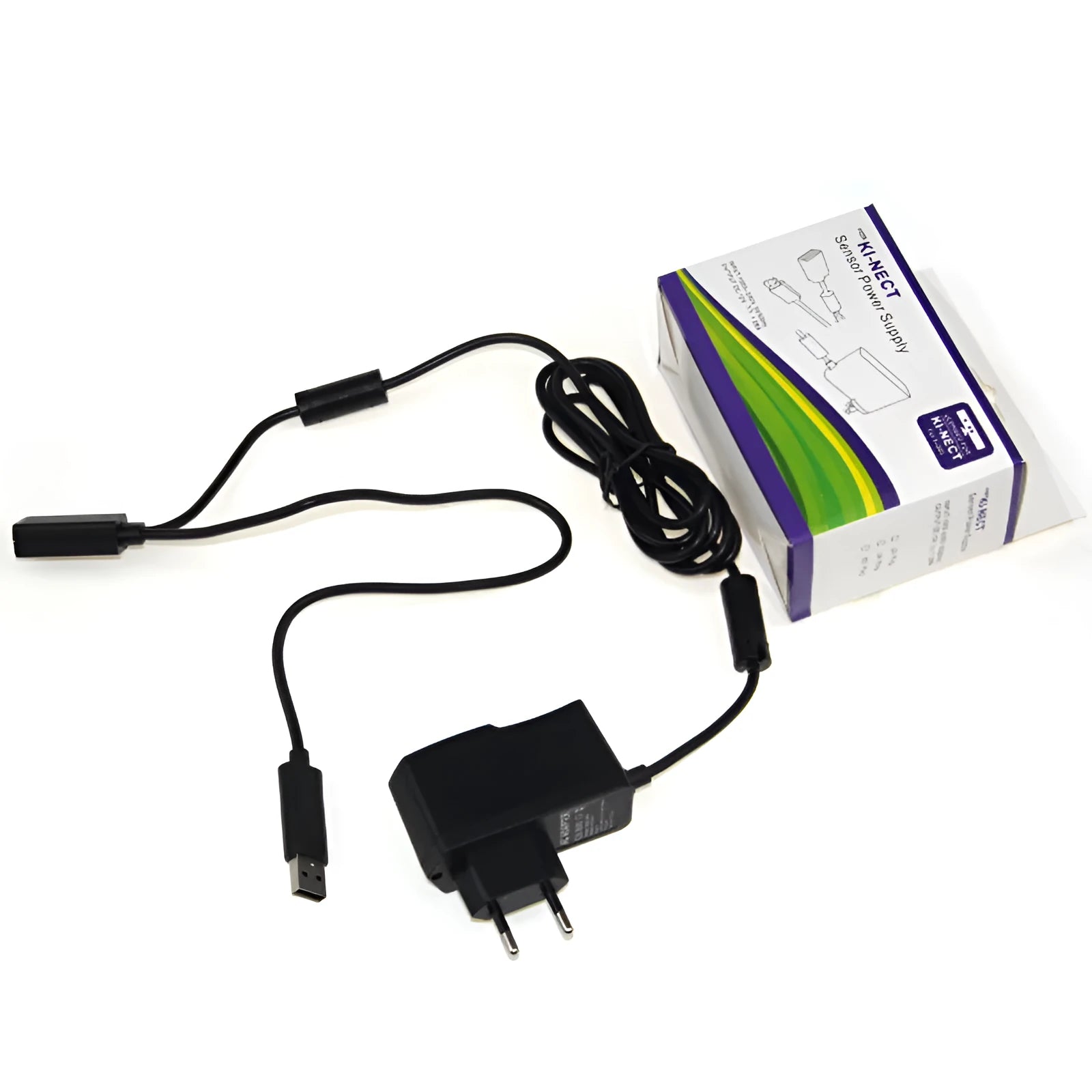 Power adapter regulated for US and EU outlets for Xbox 360 Kinect, black colour