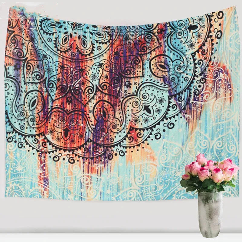 Sevenstars bohemian mandala tapestry with colourful floral print in 100x150cm size