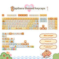 Full set of colourful cartoon pig themed PBT keycaps for mechanical keyboards on a white background.