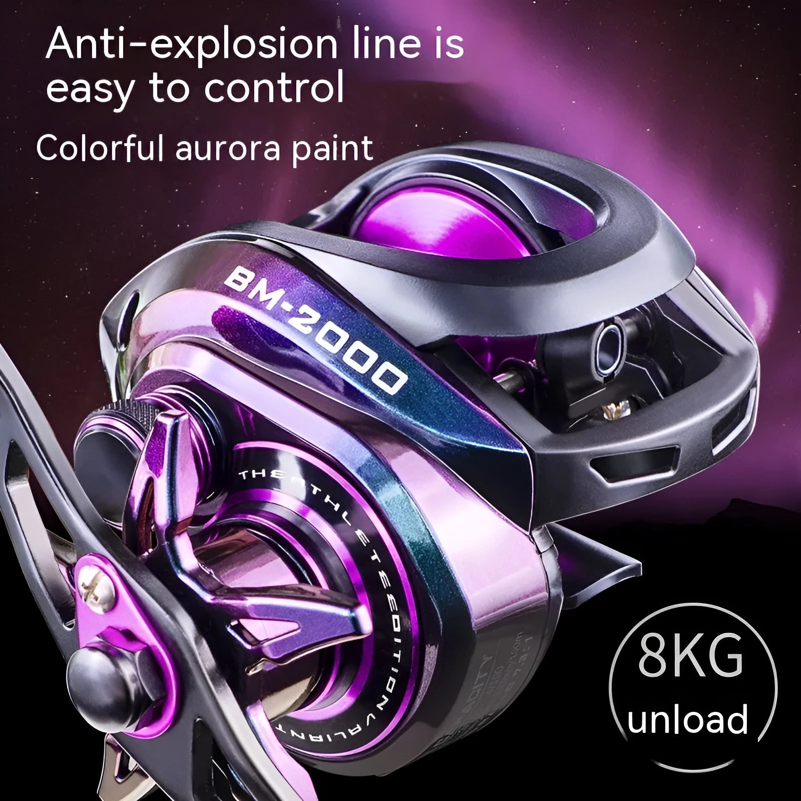 BM2000 fishing reel with water drop design and magnetic brake system