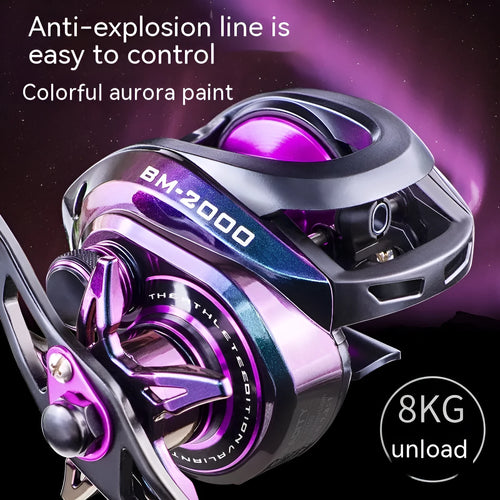 BM2000 fishing reel with water drop design and magnetic brake system