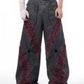 Retro three-dimensional keel casual trousers in solid white or black colours with straight hem design