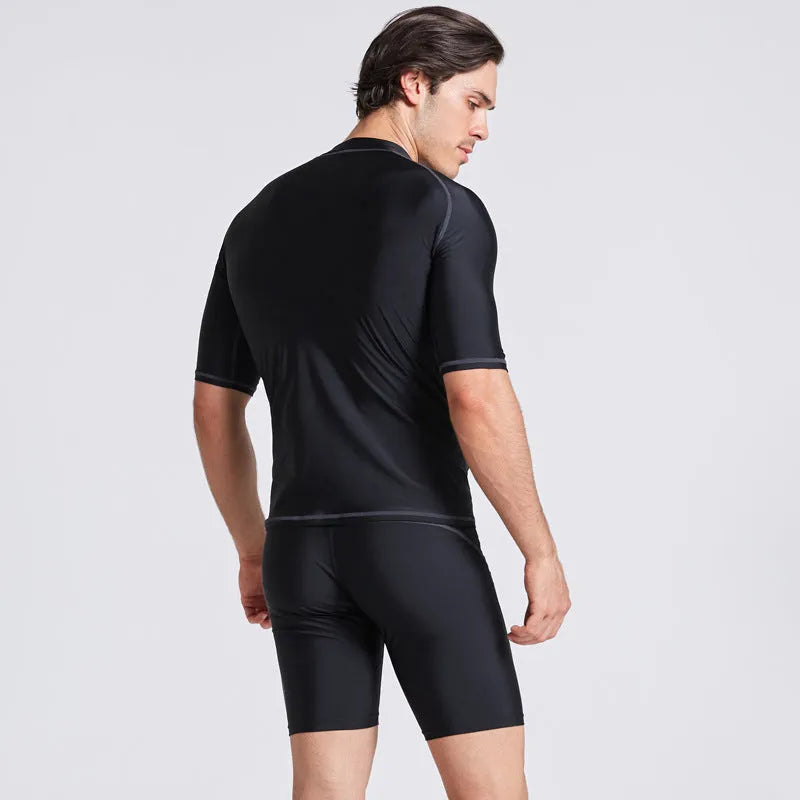 Men's quick-drying nylon swimsuit with half sleeves for swimming and water sports