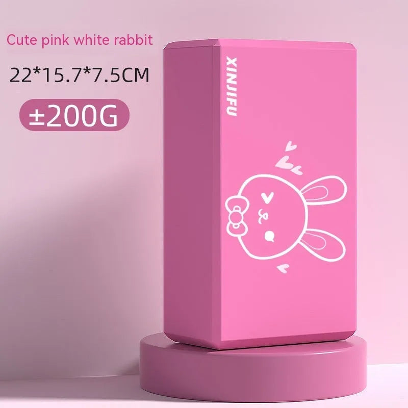A high-density EVA yoga block in a choice of solid colours or printed designs, measuring 23cm by 15cm.
