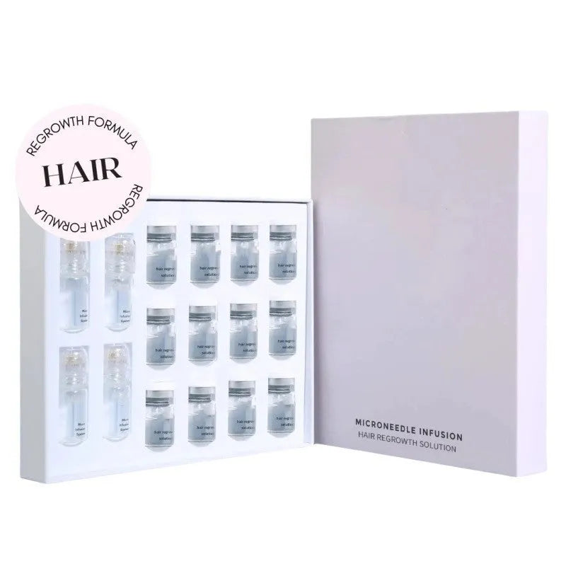 Hair growth micro needle serum set with microneedle and essence ampoules for thinning and frizzy hair