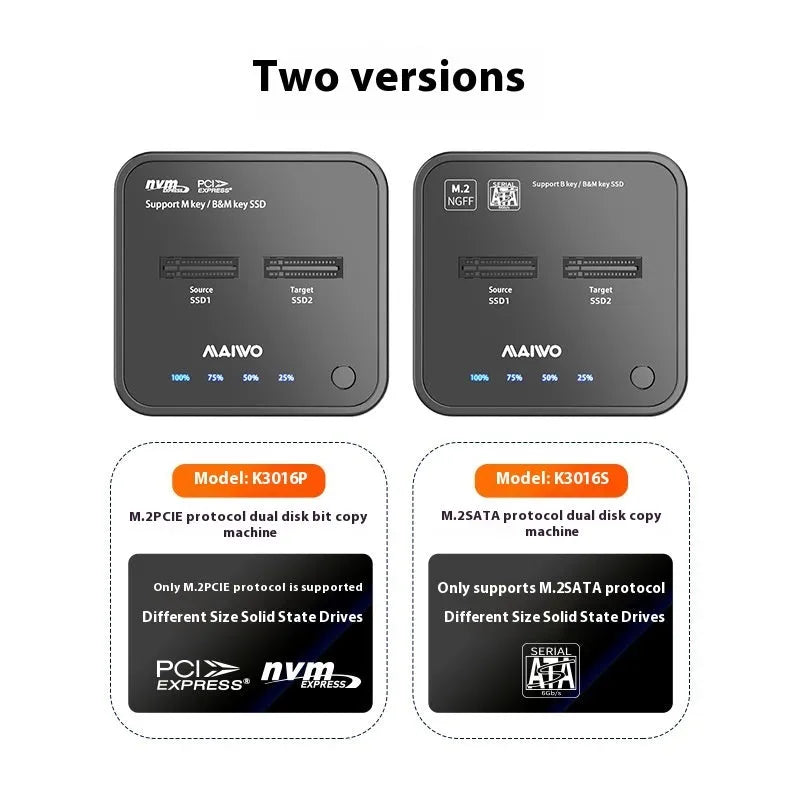 MAIWO K3016 M.2 Solid State Hard Disk Dock and copier unit with cables and power adapter.