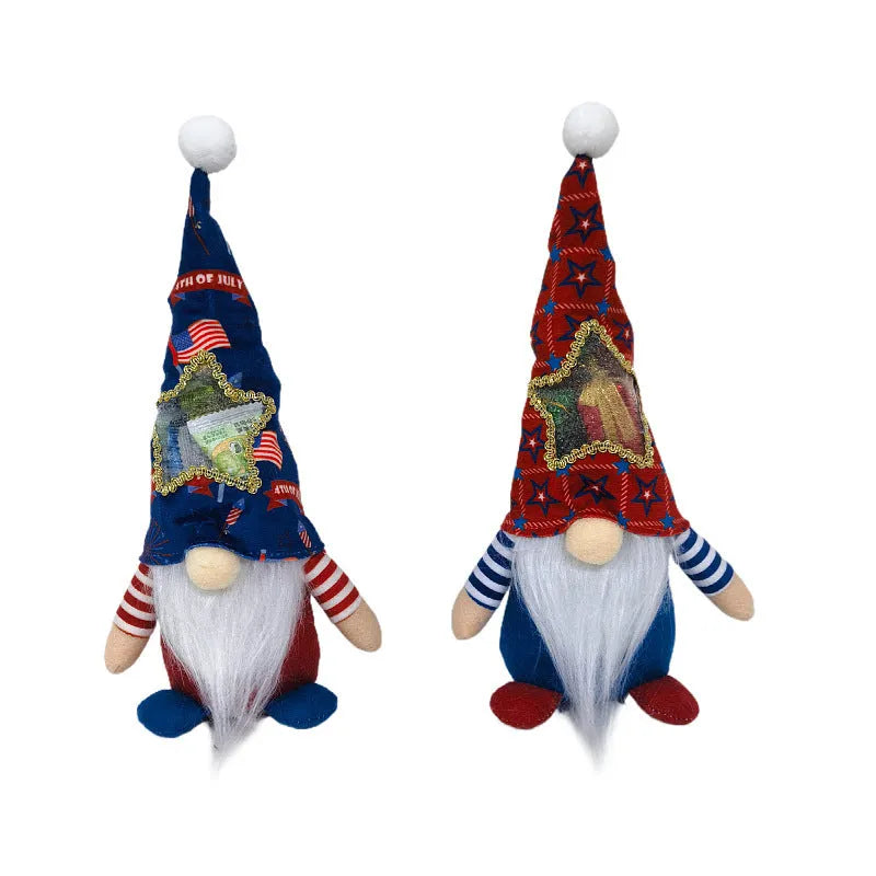 Faceless baby doll and Rudolf reindeer Christmas ornament set with cloth candy bags