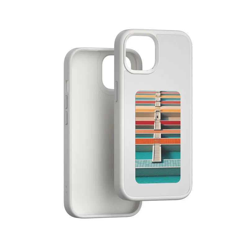 Four-colour E-ink screen smart phone case for iPhone, shockproof TPU, black colour, with magnetic feature