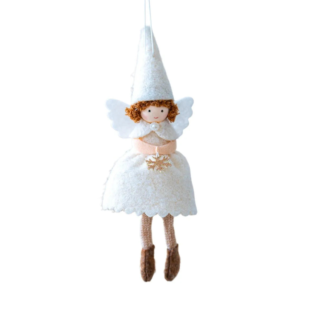 Cloth Christmas angel pendant with felt skirt in modern simplicity style