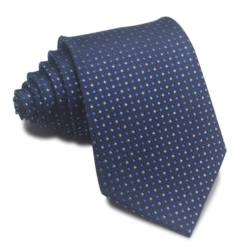 8cm wide red and black striped jacquard tie with an arrow point tip for men's formal wear