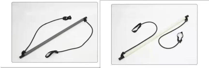 92cm Pilates bar with stainless steel tube and foam grip in light blue on a white background