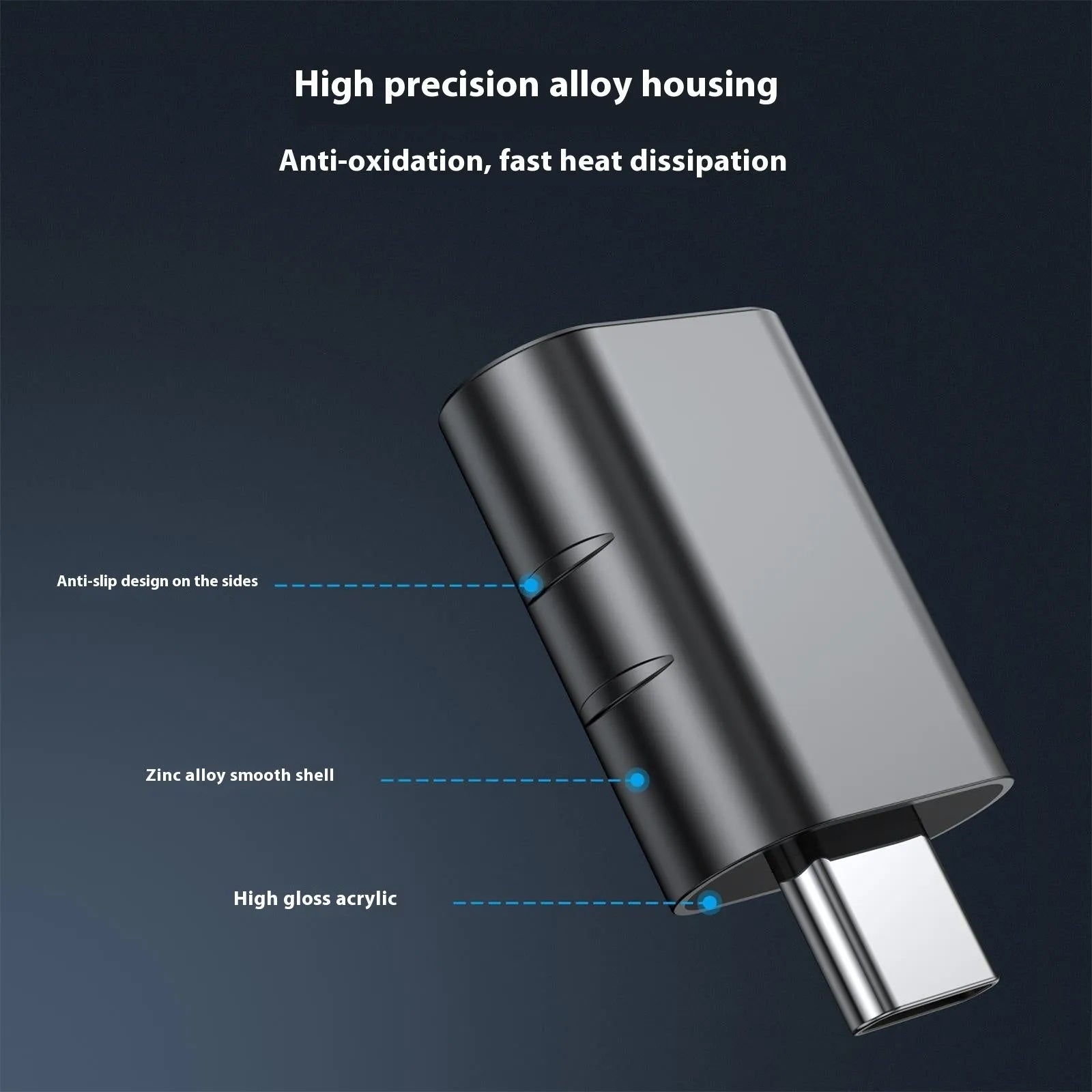 USB-C to USB-A adapter converter in multiple colours with zinc alloy shell and 10Gbps data transfer speed