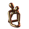 Modern minimalist loving couple resin statue in milky white or gold for desk and shelf decoration
