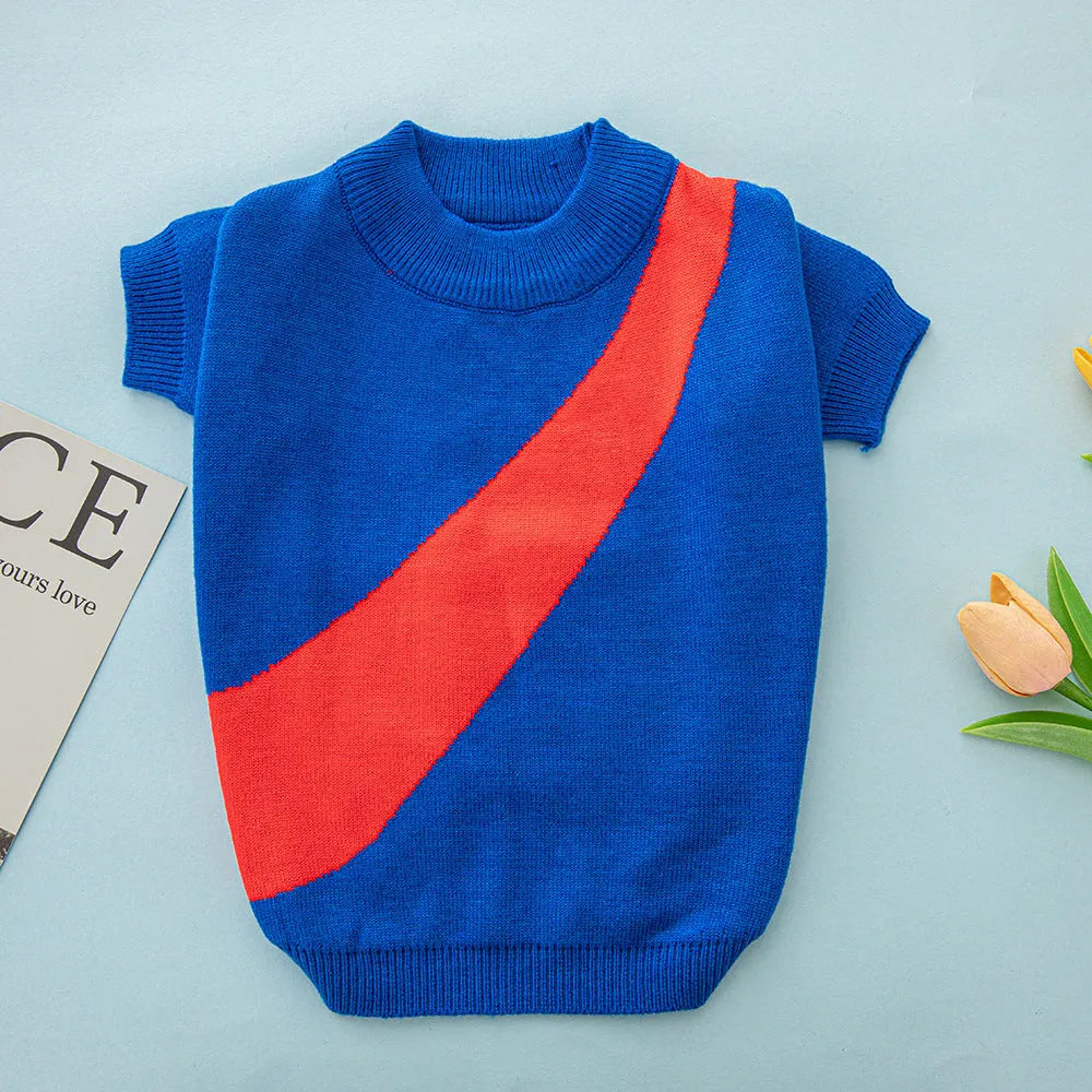 Wool dog jumper in six colours on small to large breed dogs showing casual pet clothing style