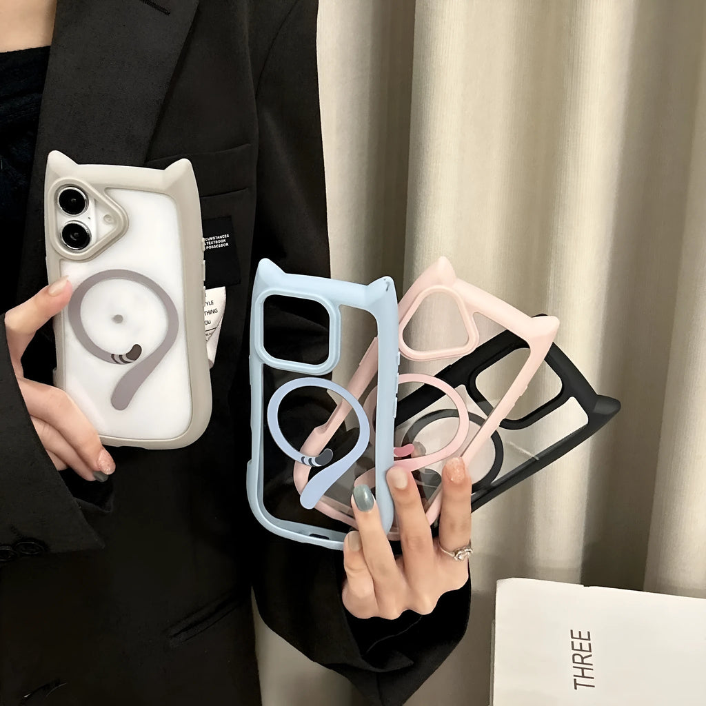 Clear acrylic TPU magnetic phone case for iPhone 17 series in four colour options