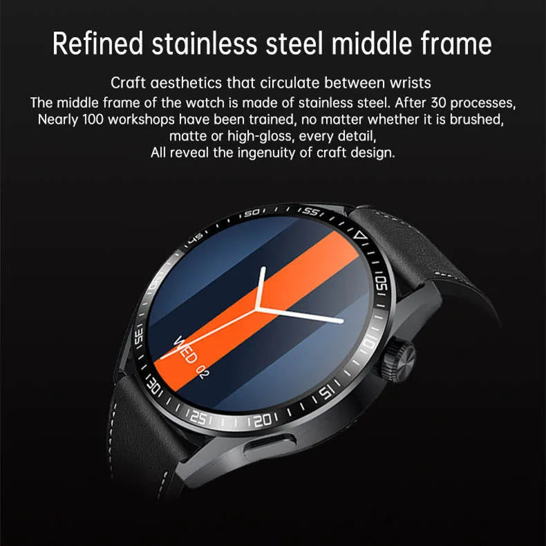 Black smart watch with 1.35 inch screen on a silicone strap, showing health metrics and call interface