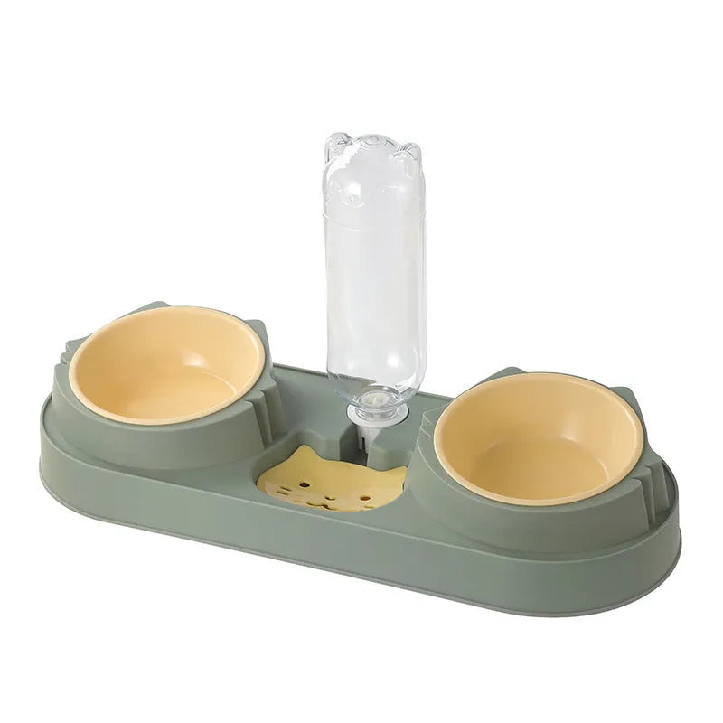 Anti-spill plastic pet bowl for dogs and cats 19x39x8cm in avocado green