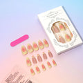Cartoon 3D flower design on plastic fake nail armour pieces from a detachable nail kit.