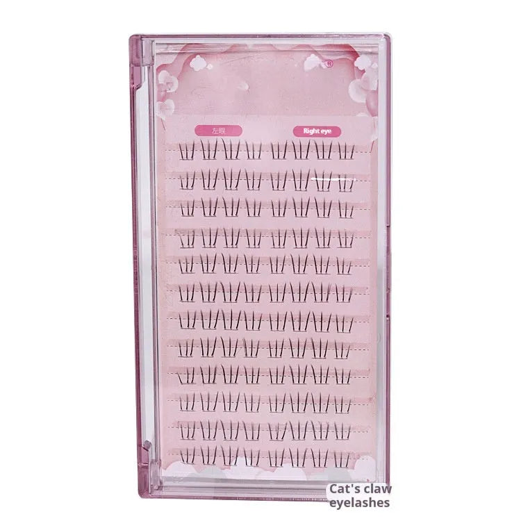 Kitten's Paw design false eyelashes with segmented sheer root in mixed 4-5-6mm lengths