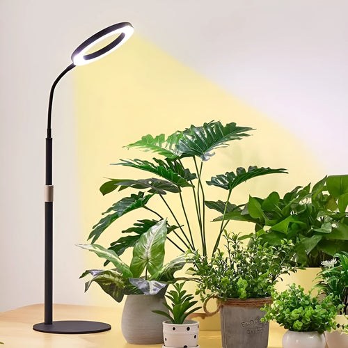 6-inch Angel Ring retractable floor plant grow light with adjustable stand in Pearl White colour