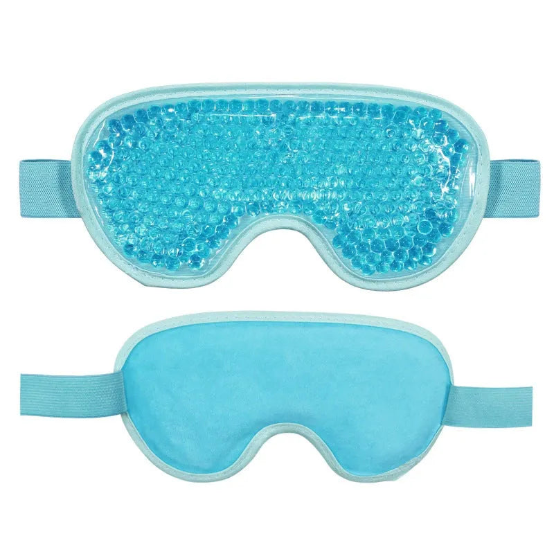 White rechargeable hot and cold compress eye mask with USB charging cable