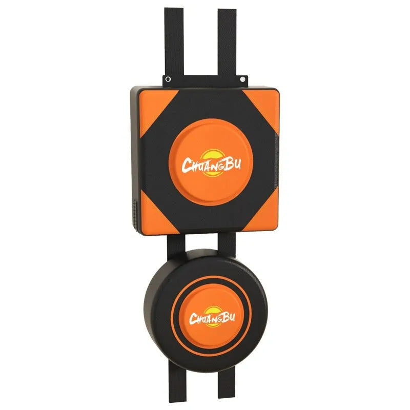 Hanging wall-mounted PU boxing sandbag target for home fitness training.