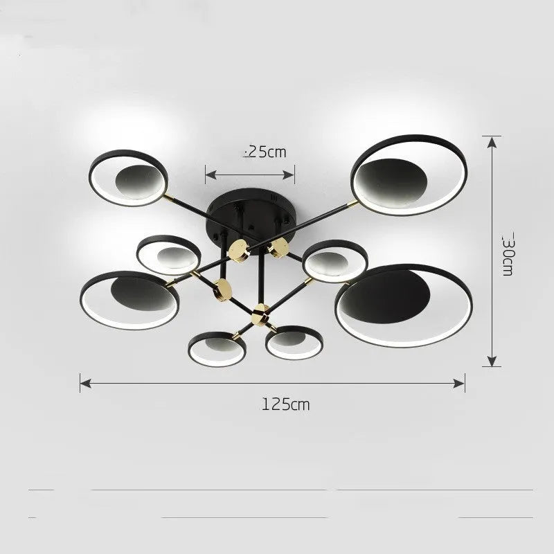 Modern molecular LED ceiling light with glass chandelier 720mm tricolor for living room