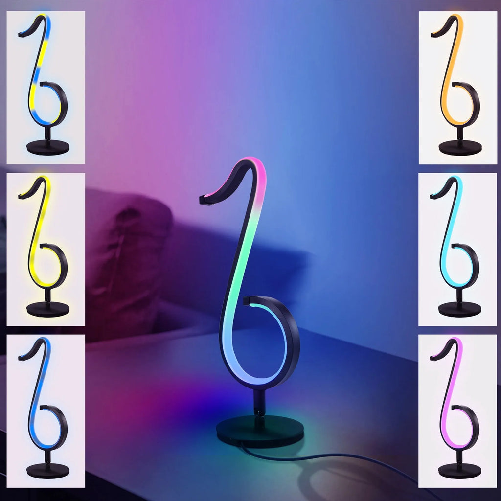 Black aluminium and iron APP remote control LED atmosphere light with rotating chassis