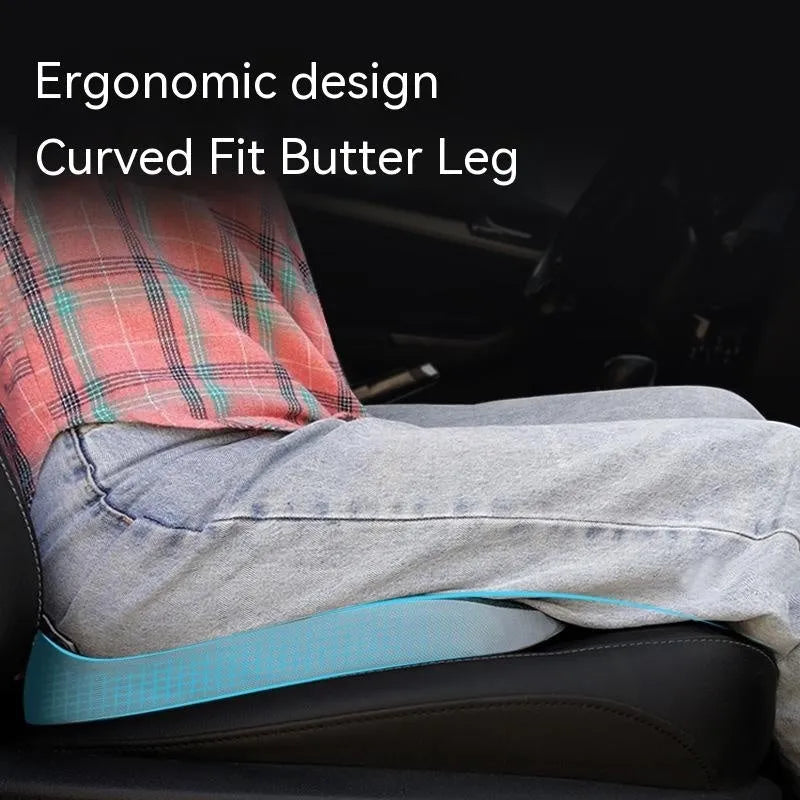 Curved bevel memory foam seat cushion for tailbone support in beige colour.