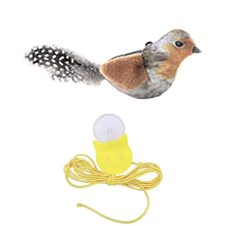 Cat toy simulation will call bird plush hanging teaser with swinging bird and sound for indoor cats