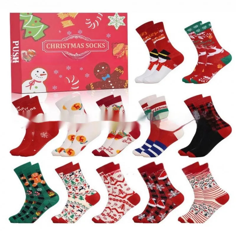 Closed Christmas-themed blind box containing a surprise resin stocking figurine for holiday decoration.