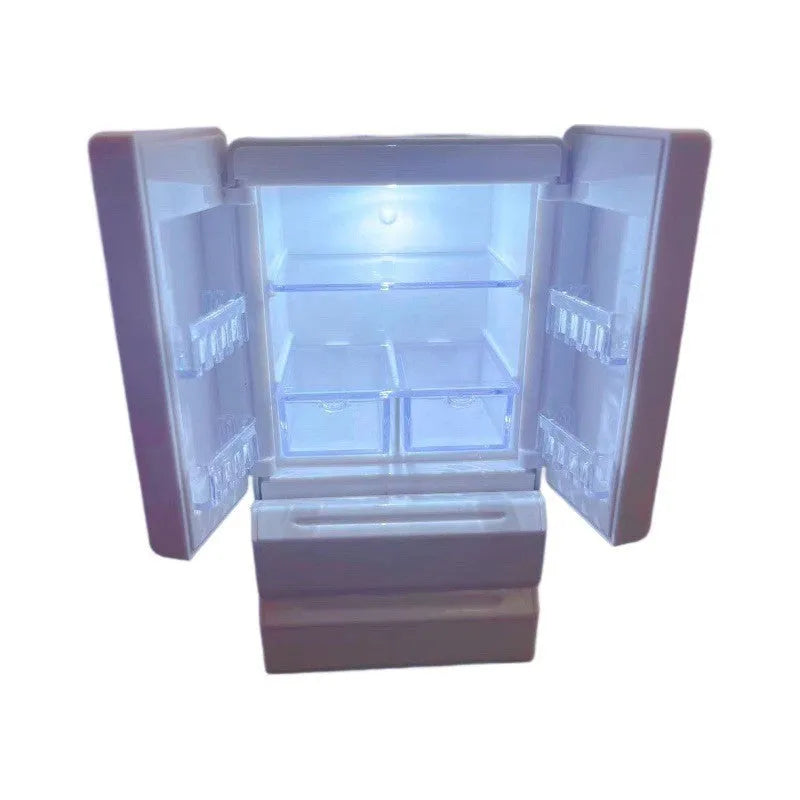 White plastic miniature candy toy model with light feature, 11.4cm tall on display surface