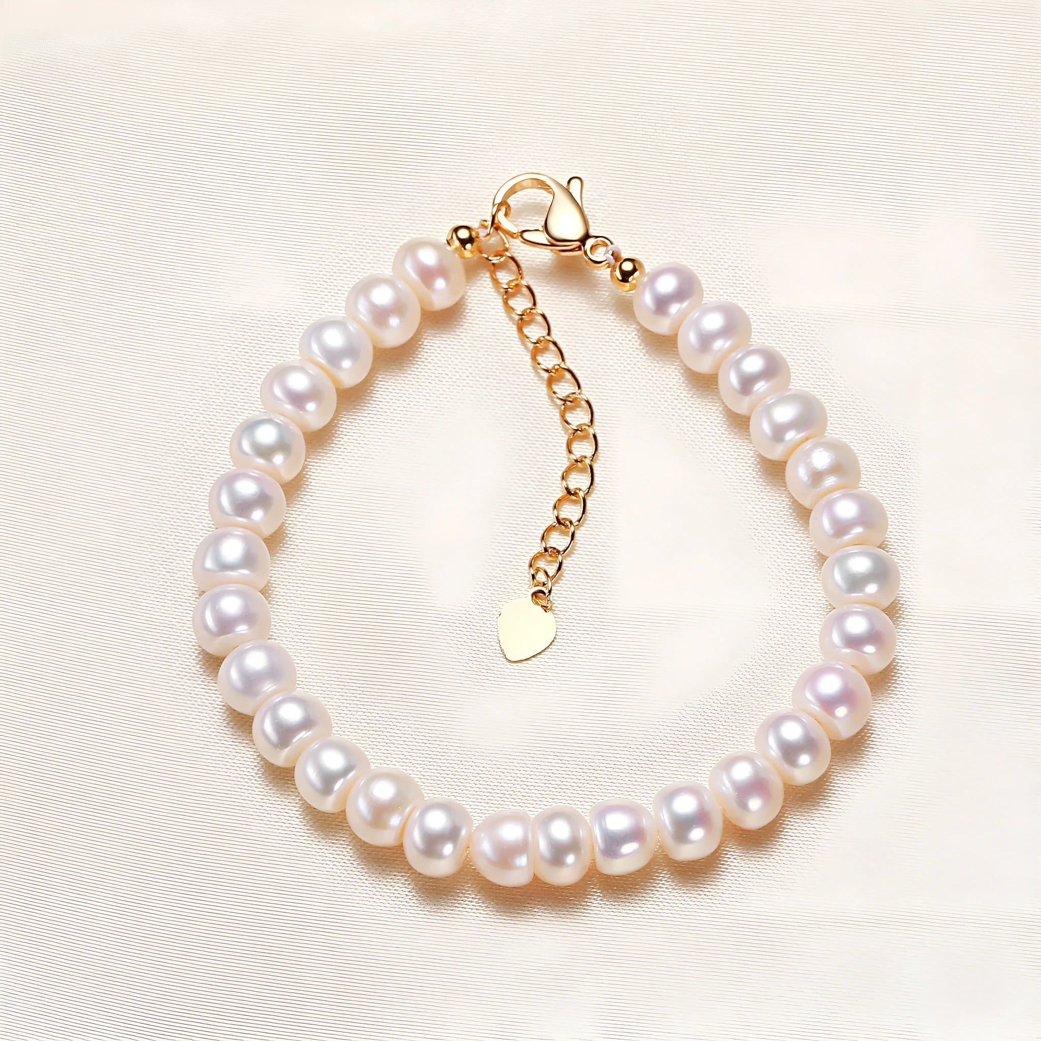Freshwater pearl bracelet plain white round pearl flower shape design women's jewellery 18cm length
