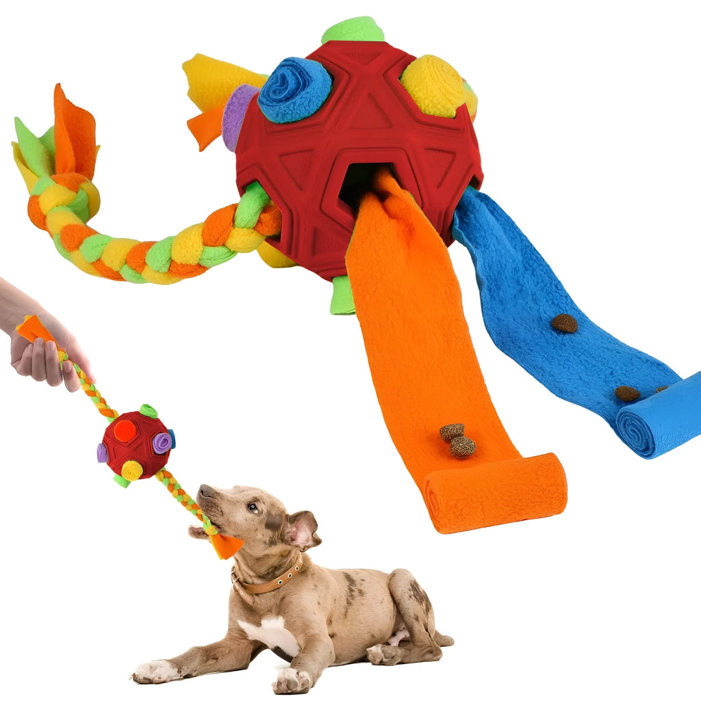 Dog sniffing ball puzzle toy in assorted colours for IQ training and treat dispensing